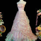 Shiny Prom Dress A Line Strapless Pleated Evening Dress Gala Dress Birthday Party Dress   D3111