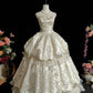 Vintage Strapless Pleated Lace Wedding Dress D3113