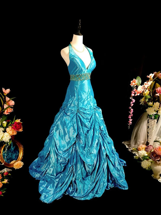 Stunning Prom Dress A Line Halter Pleated Evening Dress Gala Dress Birthday Party Dress   D3114