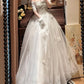 Romantic Off Shoulder Pleated Wedding Dress D3119
