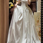 Elegantes Spaghettiträger Plissee Brautkleid D3123