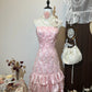 Sweet Homecoming Dress Light Pink Strapless Tiered Short Prom Dress Birthday Party Dress   D3126