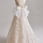 Elegant A Line Strapless Bowknot Lace Wedding Dress D3136