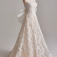 Elegant A Line Strapless Bowknot Lace Wedding Dress D3136