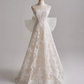 Elegant A Line Strapless Bowknot Lace Wedding Dress D3136