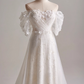 Elegant A Line Off Shoulder Pleated Tulle Wedding Dress D3139