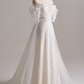Elegant A Line Off Shoulder Pleated Tulle Wedding Dress D3139