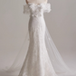 Charming Off Shoulder Floral Tulle Mermaid Wedding Dress D3140