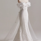 Charming Off Shoulder Floral Tulle Mermaid Wedding Dress D3140