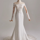 Stunning Wedding Dress Off Shoulder Long Sleeve Mermaid Wedding Dress D3141