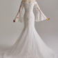 Elegant Wedding Dress Off Shoulder Long Sleeve Tulle Mermaid Wedding Dress D3145