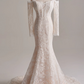 Charming Wedding Dress Off Shoulder Long Sleeve Mermaid Wedding Dress D3146