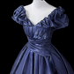Charming Prom Dress Dark Blue Off Shoulder Pleated Evening Dress Gala Dress    D3150