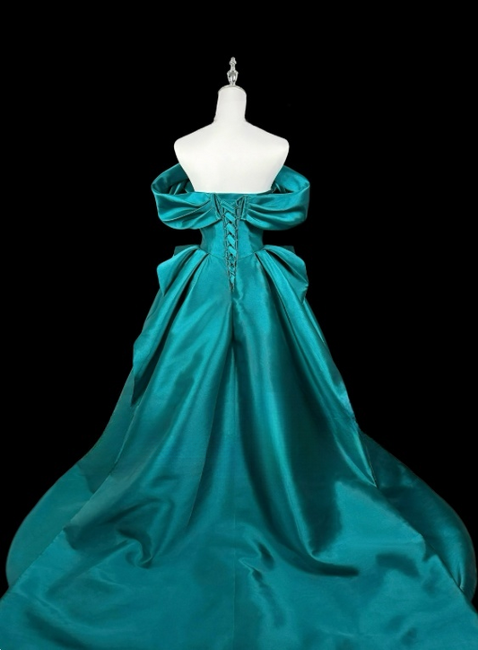 Beauty Prom Dress Asymmetrical Neck Pleated Evening Dress Ball Gown      D3153