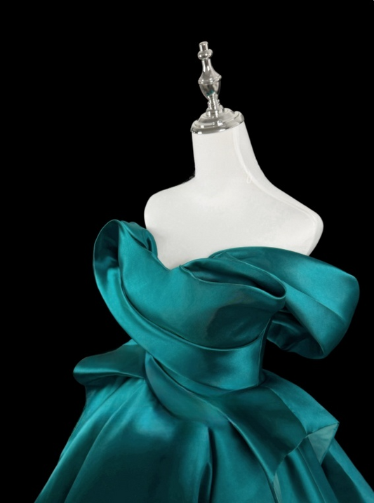 Beauty Prom Dress Asymmetrical Neck Pleated Evening Dress Ball Gown      D3153