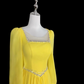 Elegant Prom Dress Yellow Crew Neck Pleated Evening Dress Gala Dress Mother of Bride Dress   D3155