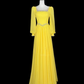 Elegant Prom Dress Yellow Crew Neck Pleated Evening Dress Gala Dress Mother of Bride Dress   D3155