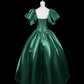 Elegantes Ballkleid Dunkelgrün Quadratischer Ausschnitt Plissee Abendkleid Galakleid Ballkleid D3156