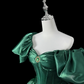 Elegantes Ballkleid Dunkelgrün Quadratischer Ausschnitt Plissee Abendkleid Galakleid Ballkleid D3156