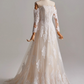 Elegant A Line Strapless Long Sleeve Pleated Wedding Dresss D3160