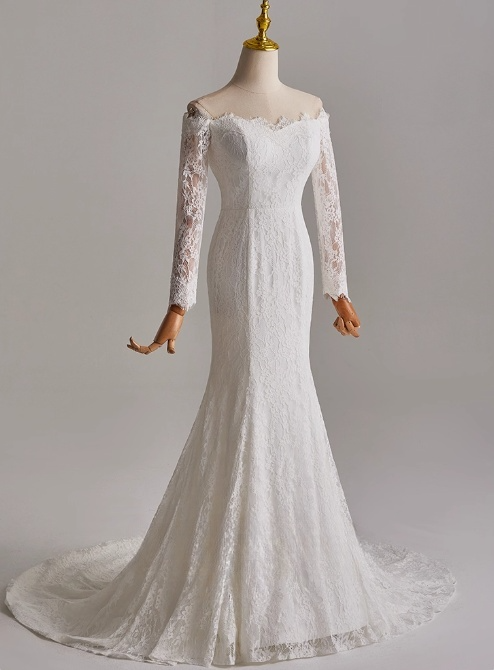 Stunning Strapless Long Sleeve Mermaid Wedding Dress D3161