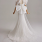 Pretty Long Sleeve Tulle Bowknot Mermaid Wedding Dress D3162