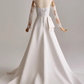 Elegant A Line Strapless Long Sleeve Pleated Wedding Dress D3165