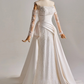 Elegant A Line Strapless Long Sleeve Pleated Wedding Dress D3165