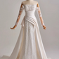 Elegant A Line Strapless Long Sleeve Pleated Wedding Dress D3165