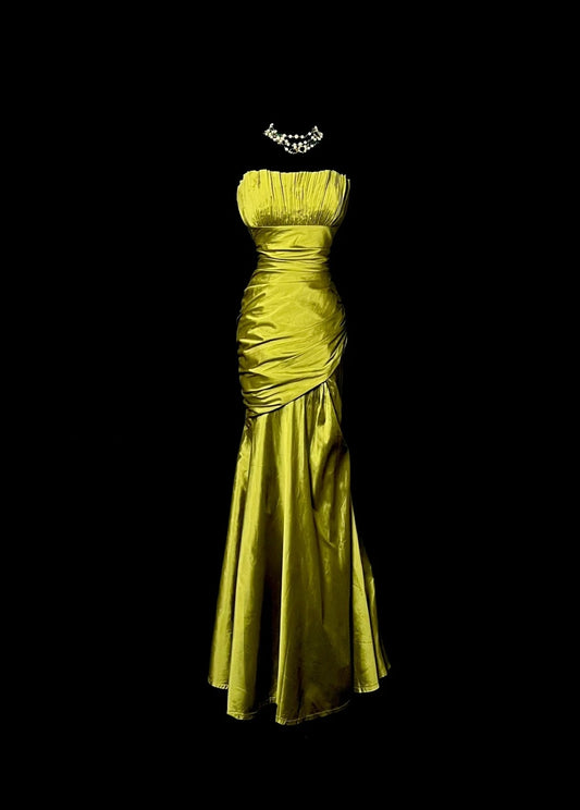 Stunning Prom Dress Strapless Pleated Long Prom Dress Mermaid Evening Dress Birthday Party Dress  D3170