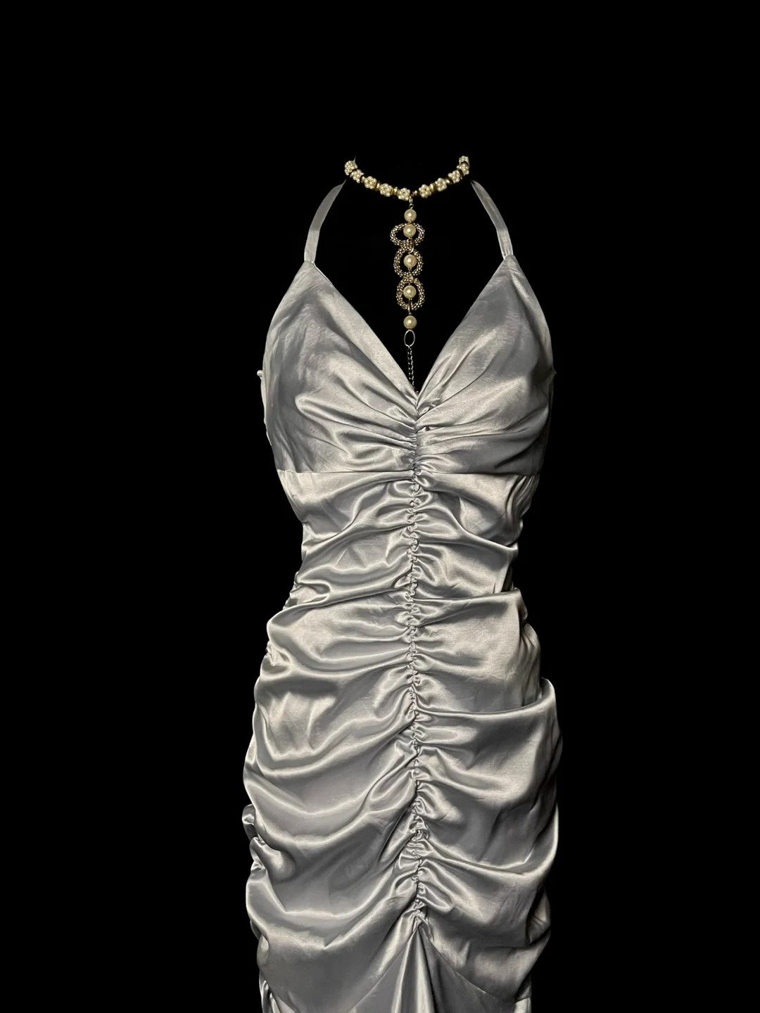 Stunning Prom Dress V-neck Pleated Long Mermaid Prom Dress Birthday Party Dress D3176
