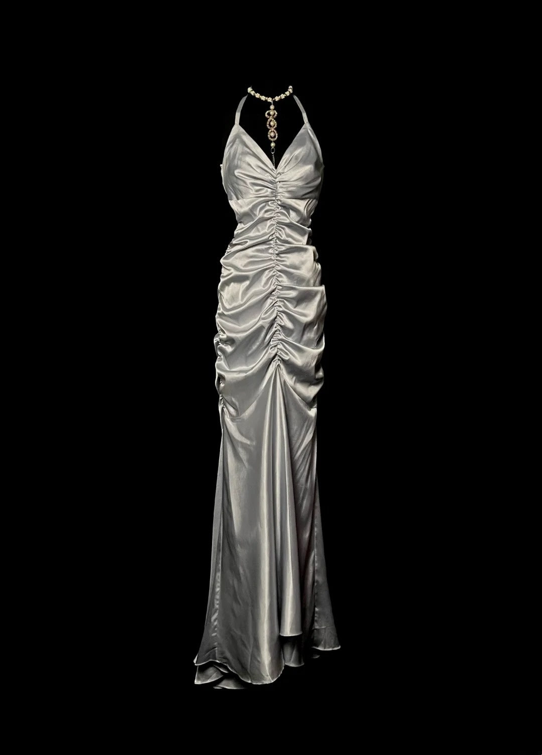 Stunning Prom Dress V-neck Pleated Long Mermaid Prom Dress Birthday Party Dress D3176