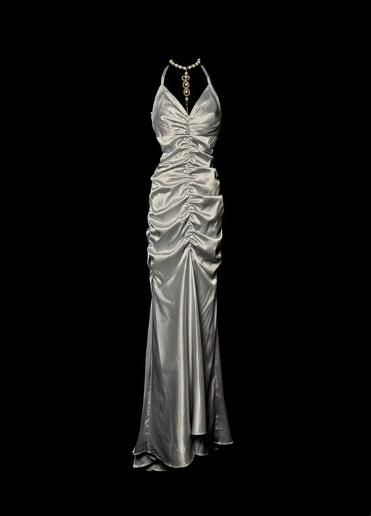 Stunning Prom Dress V-neck Pleated Long Mermaid Prom Dress Birthday Party Dress D3176