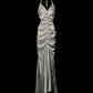 Stunning Prom Dress V-neck Pleated Long Mermaid Prom Dress Birthday Party Dress D3176