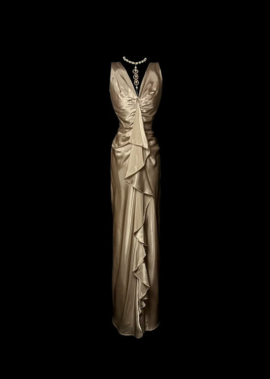 Gorgeous Prom Dress V-neck Pleated Long Prom Dress Evening Dress Birthday Party Dress  D3178