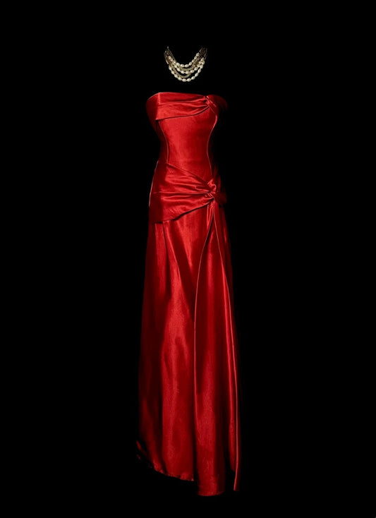 Elegant Prom Dress Strapless Pleated Long Prom Dress Evening Dress Birthday Party Dress  D3179