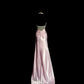Sweet Prom Dress Light Pink Halter Long Prom Dress Evening Dress Birthday Party Dress  D3182