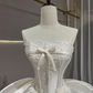 Robe de mariée romantique sans bretelles, robe de mariée plissée D3188