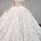 Robe de mariée romantique en dentelle à épaules dénudées D3189