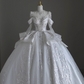 Superbe robe de mariée plissée à manches longues D3193