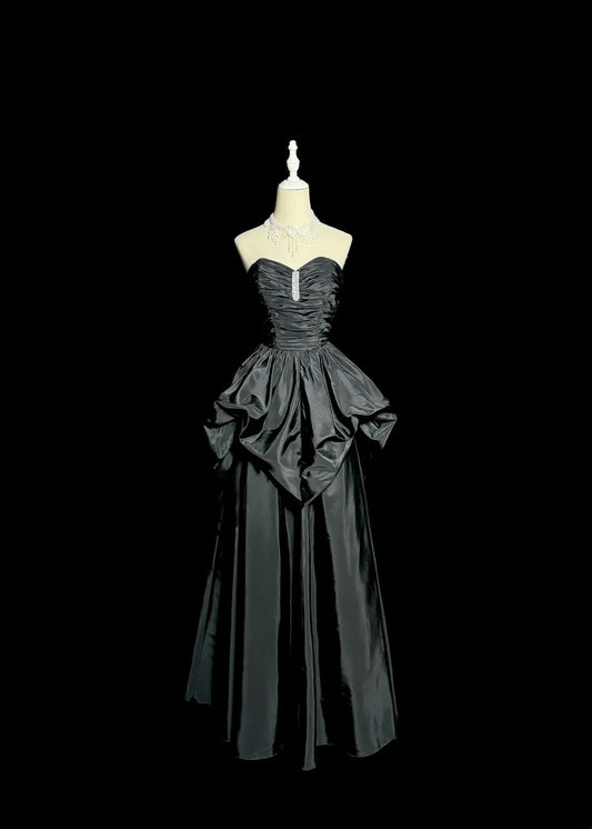 Beauty Prom Dress Black Sweetheart Pleated Long Prom Dress Evening Dress  D3201