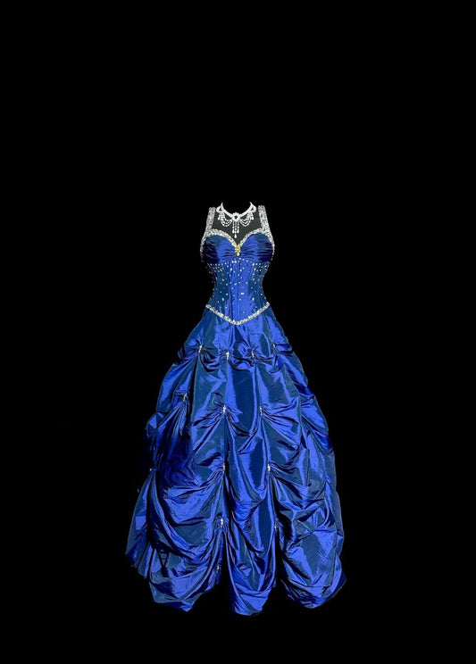 Charming Prom Dress Blue Spaghetti Straps Pleated Long Prom Dress Birthday Dress Ball Gown  D3202