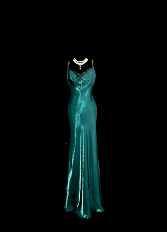 Elegant Prom Dress Green Spaghetti Straps Long Prom Dress Birthday Dress Evening Dress  D3203