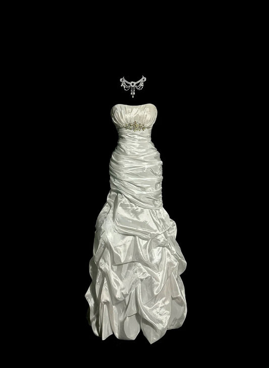 Minimalist Wedding Dress Strapless Pleated Mermaid Wedding Dress  D3206