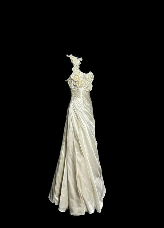 Pretty Wedding Dress A Line One Shoulder Pleated Wedding Dress  D3212