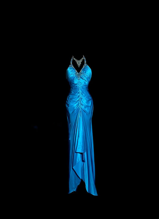 Gorgeous Prom Dress Halter Pleated Asymmetrical Hem Evening Dress Cocktail Dress Birthday Party Dress    D3213