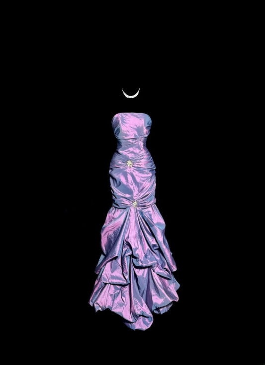 Pretty Prom Dress Strapless Pleated Mermaid Birthday Party Dress Gala Dress Cocktail Dress   D3216