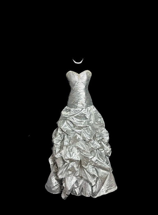 Stunning Prom Dress Silver Sweetheart Pleated Evening Dress Gala Dress   D3218