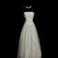 Minimalist Wedding Dress A Line Strapless Pleated Tulle Wedding Dress  D3224