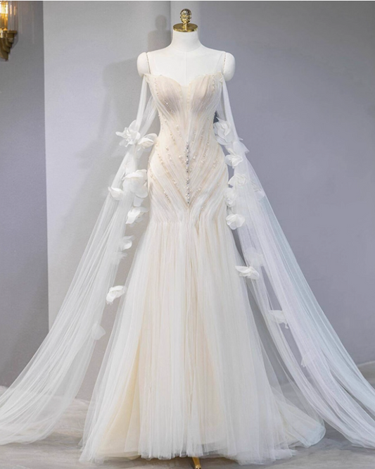 Elegant Wedding Dress Sweetheart Pleated Tulle Mermaid Wedding Dress D3227